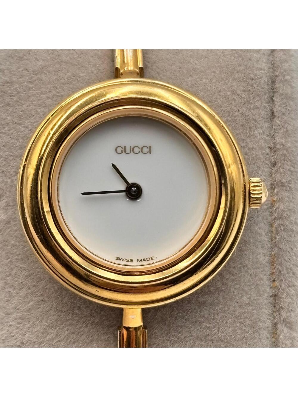 Gucci Gold Tone Interchangeable Bezel Bangle Watch Set - Picture 8 of 13